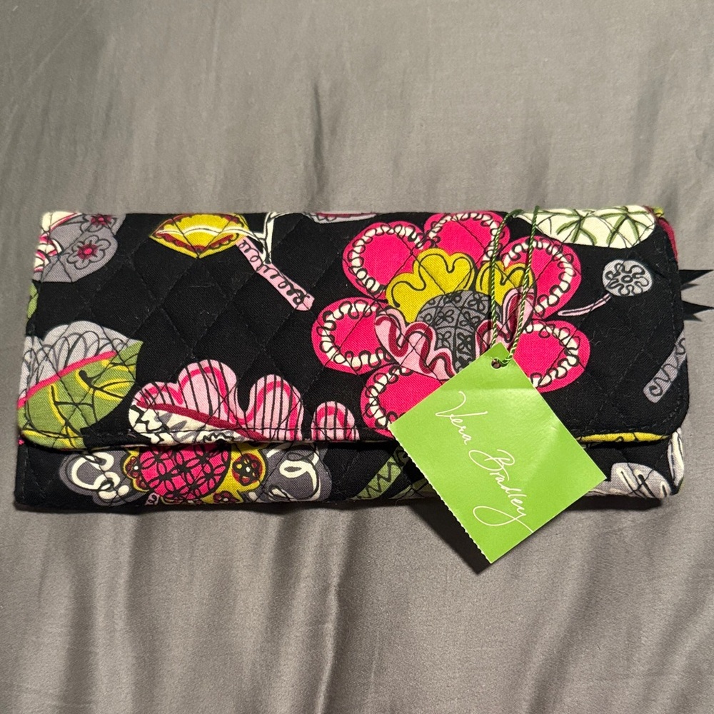 Vera Bradley Black and Pink Floral Clutch